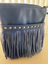 Ili New York Leather Crossbody Bag Blue, Small Purse