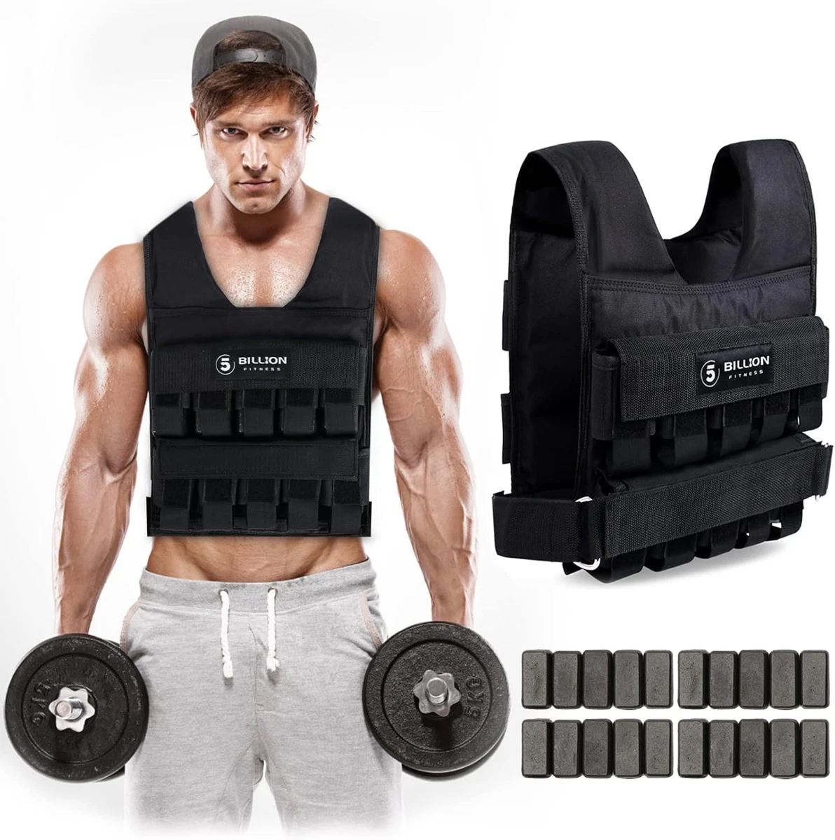 Gilet Pesi Regolabile KK Da 1kg A 20/30kg – Ghisa Per Allenamento A Casa, Running, Calisthenics