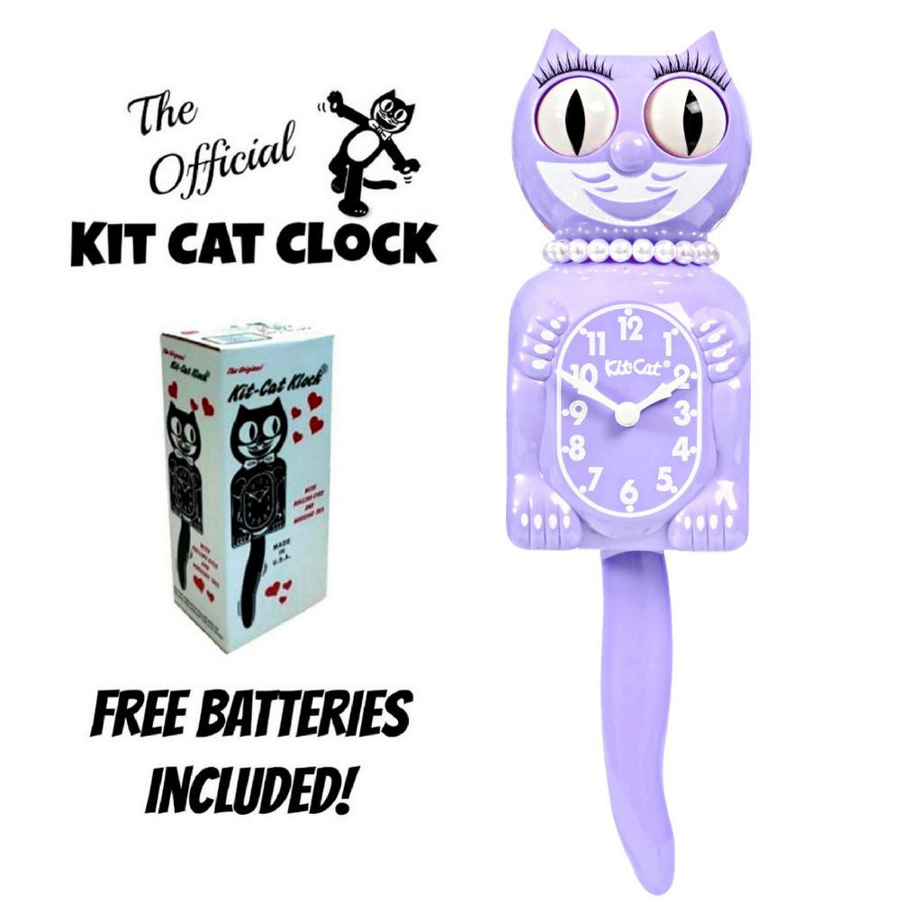 Pastel Lilac Lady Kit-Cat Clock 15.5 Inches New with Free Battery USA Made