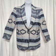 Vintage Coldwater Creek Jacket Size M Womens Southwestern Flannel Blue Lined USA