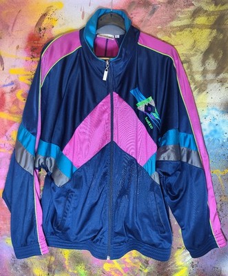 Vintage 90s Neon Colorblock Lotto Track Jacket Italy Style L