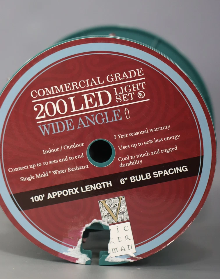 Vickerman 200 Pink Wide Angle LED Light on Green Wire 100 Single Mold Light - Image 2 of 3