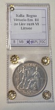 ITALIA REGNO 20 LIRE 1928 ANNO VI LITTORE VITTORIO EMANUELE III RE ARGENTO