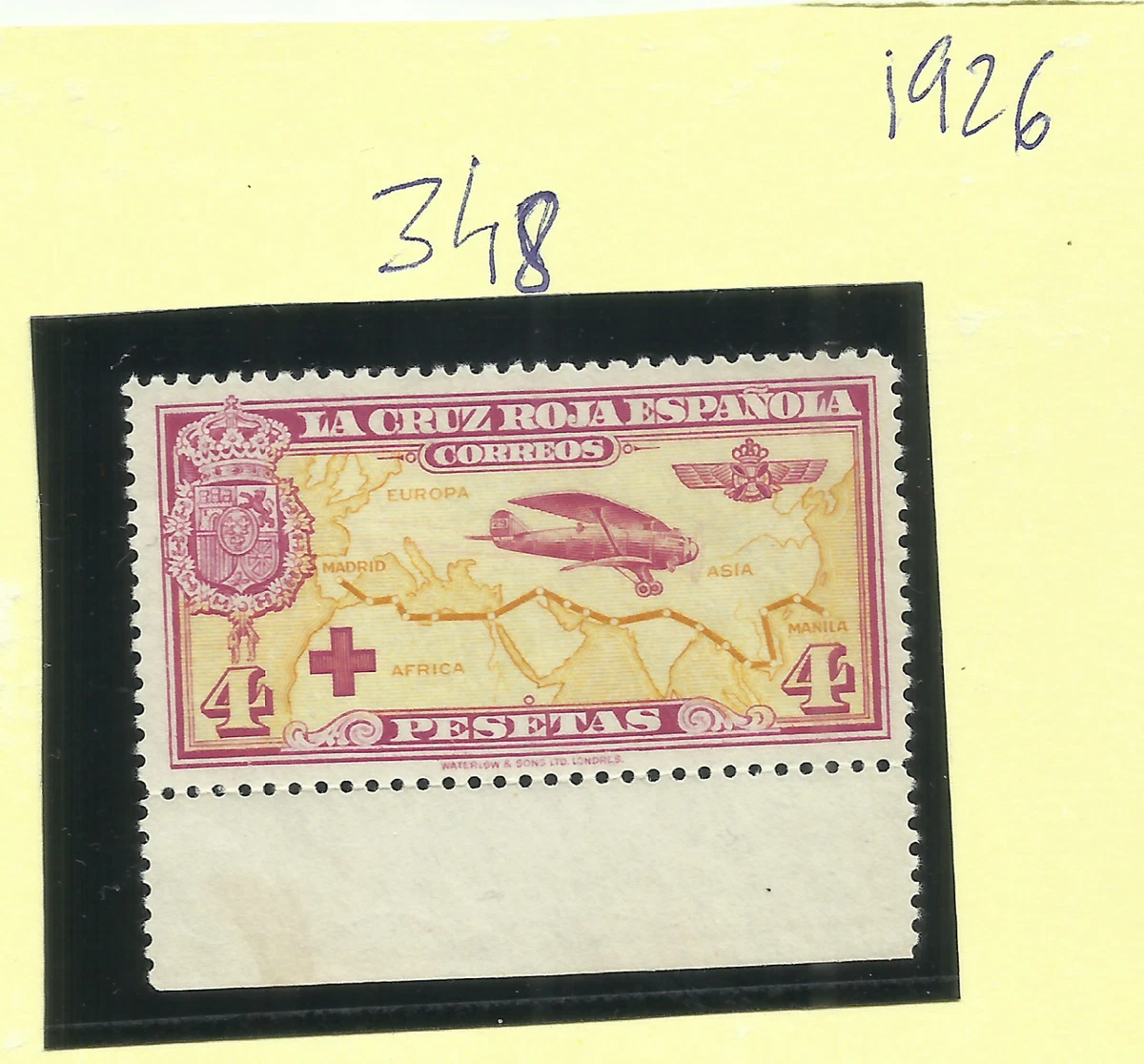 España 1922 - Raro Error de color 40 Cts. Vaquer sin dentar - Edifil
