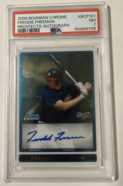2009 Bowman Chrome Prospects AUTO card #BCP101 Freddie Freeman - PSA 7 view 1