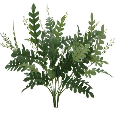 3PCS Artificial Greenery Stems Faux Shrub Bushes Silk Locust Green Leaf Bouqu...