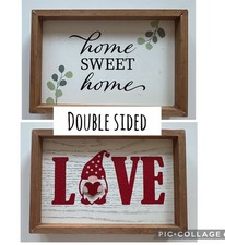 Valentines Day Love And Home Sweet Home Double Sided Wall Or Table Top Wood Sign