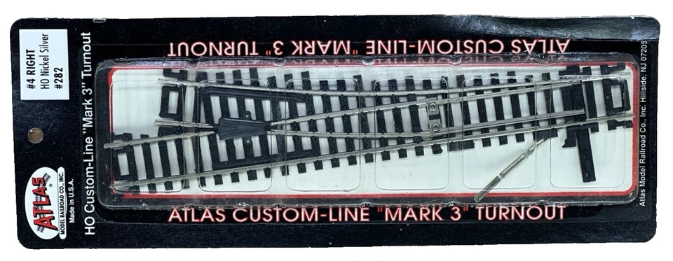 4 ATLAS HO CUSTOM-LINE "MARK-3' TURNOUTS-2 #4 RIGHT 282 & 2 #4 LEFT 281 -$0 SHIP - Image 2 of 4