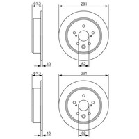 2X Bosch Bremsscheiben Ø291Mm Hinten Passend FÜR Lexus IS