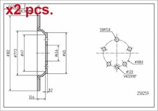 X2 PCS REAR BRAKE DISC ROTOS X2 PCS SET 250 259 HART I