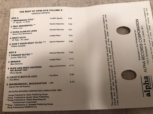 Best of OPM Hits Voume 4 Cassette Filipino - Bild 6 von 6
