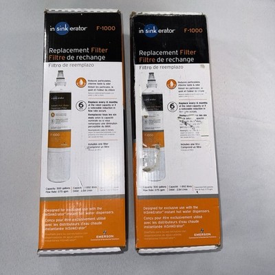 InSinkErator F-1000 Replacement Water Filter Cartridges Lot of 2 OEM New