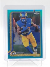 KYREN WILLIAMS 2025 TOPPS CHROME FOOTBALL AQUA REFRACTOR RAMS /199 Q5849