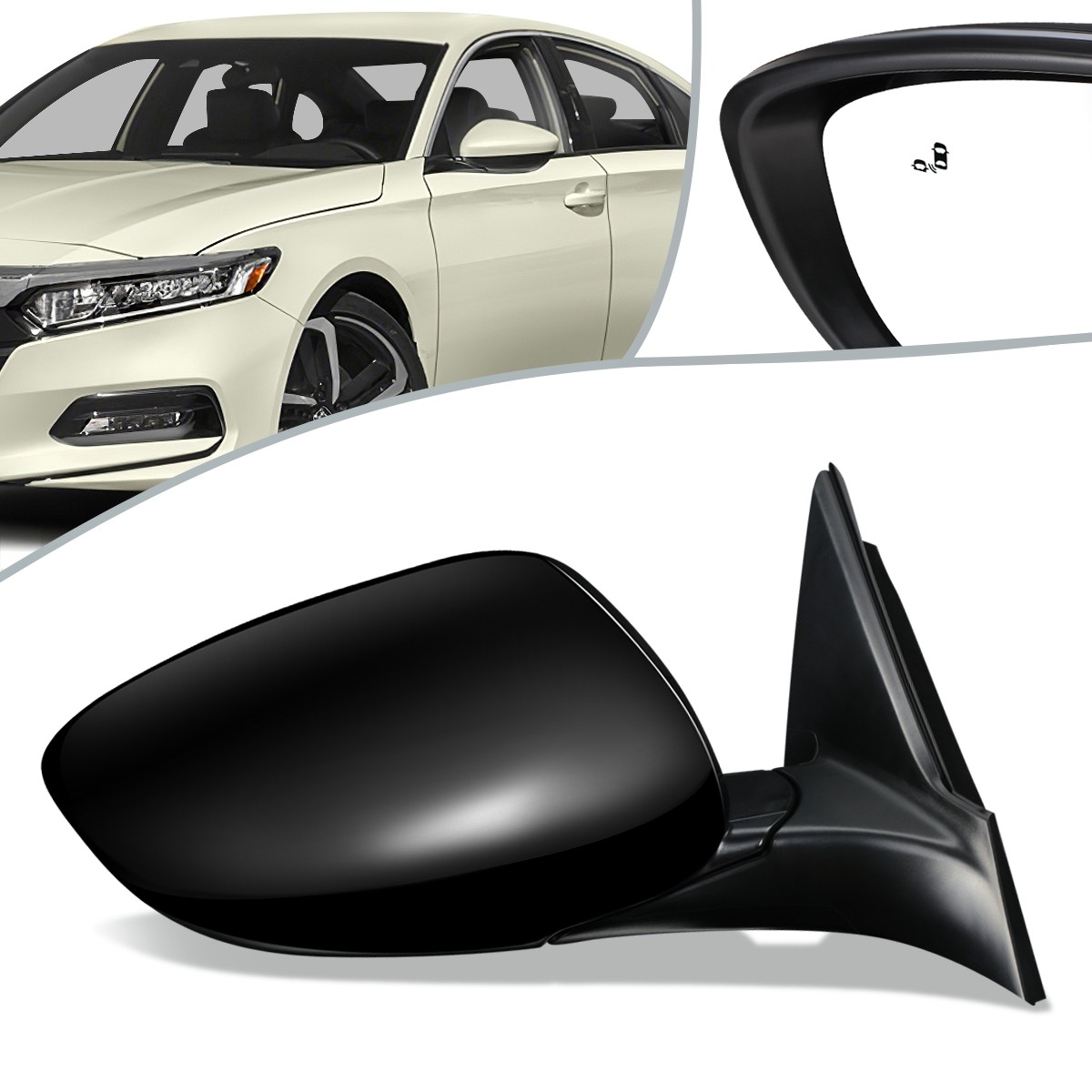 Fit 18-20 Honda Accord Power Heat BSD Passenger Side Door Mirror