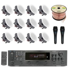 Audio System Kit 6 CH 6K W Bluetooth Amplifier 12 QTY of 5.25" Ceiling Speaker