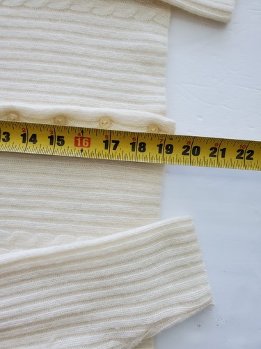 Vintage Y2K Limited Women's Rib Knit Cardigan Ivory V Neck Lambswool/Angora Sz L - Picture 10 of 10