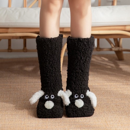 Chaussettes d'hiver chaussettes chaudes femmes filles animaux mignons antidérapants épais pantoufles chaussettes - Photo 19/22