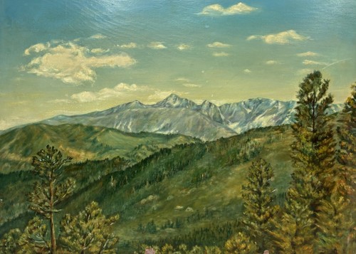 Vintage 1952 Original Landscape Oil Painting Signed Jessie Monhart 29.5"x21.5"
