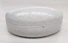 COACH Sunglasses Eyeglasses Ivory White Clam Shell Hard Case Embossed C Logo