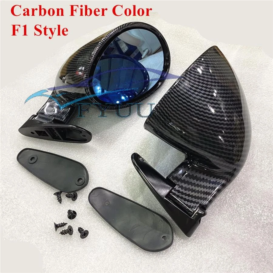 Espejos retrovisores laterales estilo retro vintage deportivo coche de carreras aspecto fibra de carbono 2 piezas Foto 2 de 4