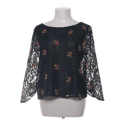 Zara Basic Collection, Bluse, Größe: L, Schwarz/Mehrfarbig, Blumen, Spitze #hlU