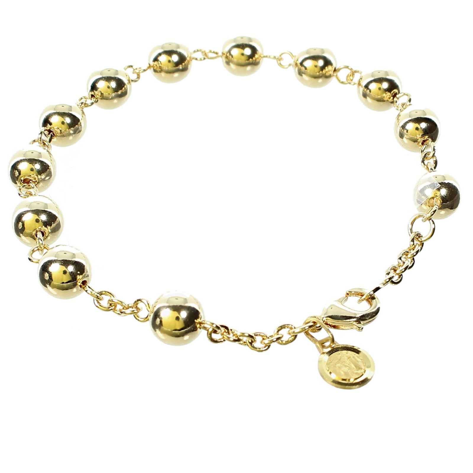 Bracelet dizainier en plaqué or avec médaille pour la prière quotidienne