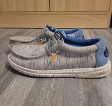 Hey Dude Wally Youth Jersey Gray/Blue Loafer - Kids size 4