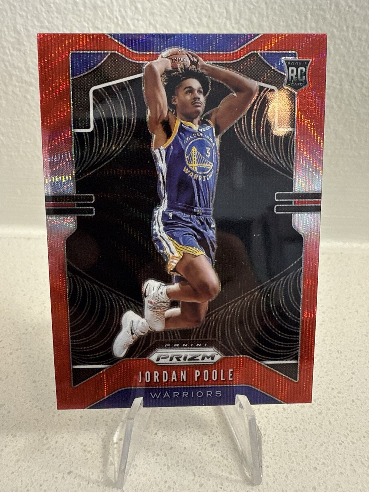 2019-20 Panini Prizm #272 Jordan Poole Ruby Wave Red Rookie RC Warriors
