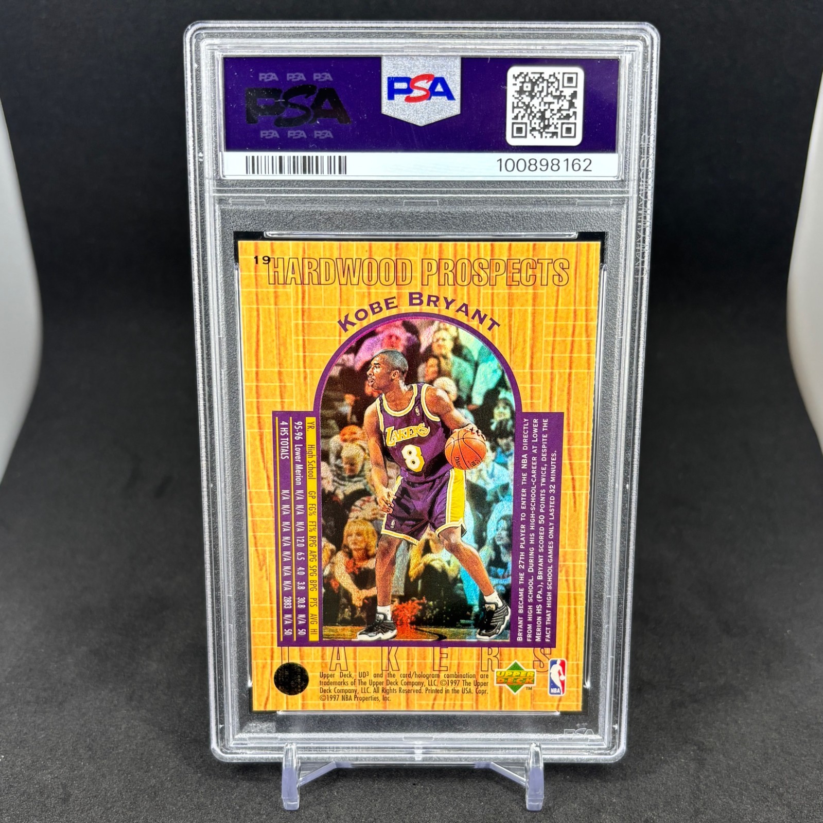 1996 UD3 #19 KOBE BRYANT ROOKIE RC PSA 10 view 2