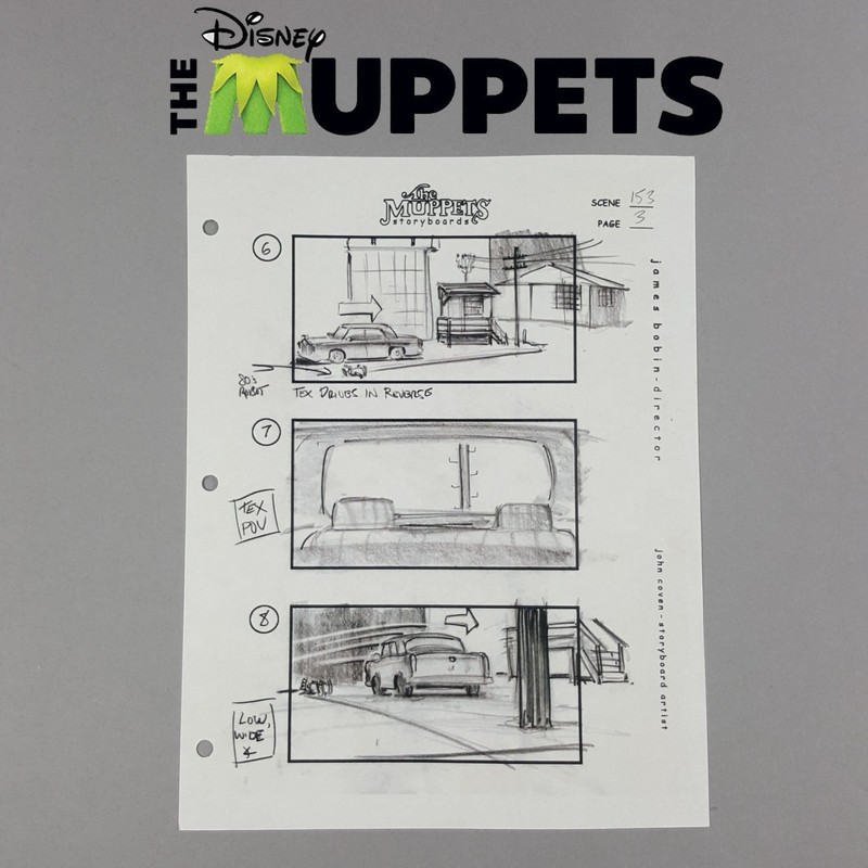 Image 8 of The Muppets (2011) - Production Used Storyboard, Tex Takes off in Car, COA