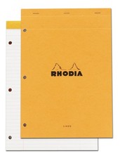 Rhodia Staplebound Notepad - Lined w/3 holes 80 sheets - 8 1/4 x 11 3/4 -