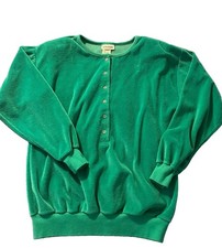 VTG La Redoute Henley Style Size Sm Velour Green EUC Made in the USA