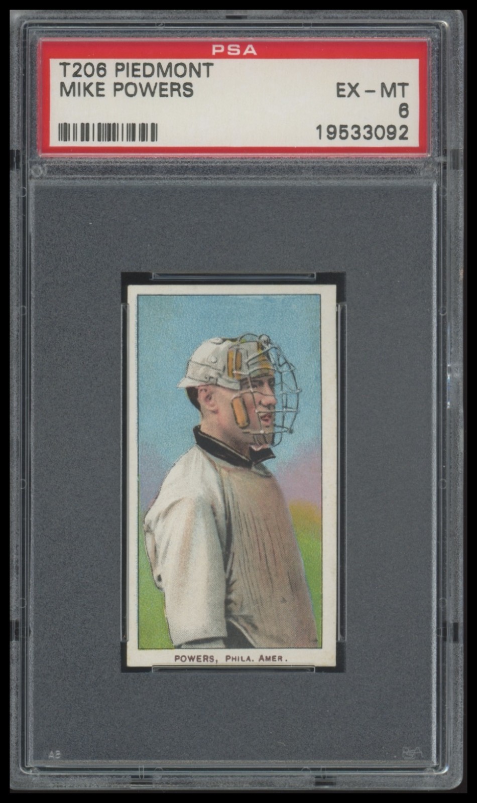 1909-11 T206 Mike Powers Baseball Card PSA 6 Piedmont 150