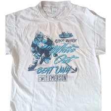 U Maine Black bears White Out Ice Hockey T Shirt Beat Unh Size L