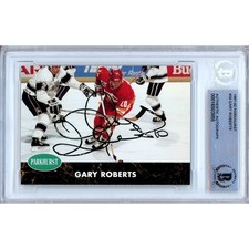 Gary Roberts Signed 1991 92 Parkhurst #24 Flames Beckett BAS Slabbed NHL Auto