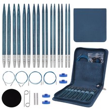 Interchangeable Circular Knitting Needles Set,8 Pairs Birch Wood Interchangea...