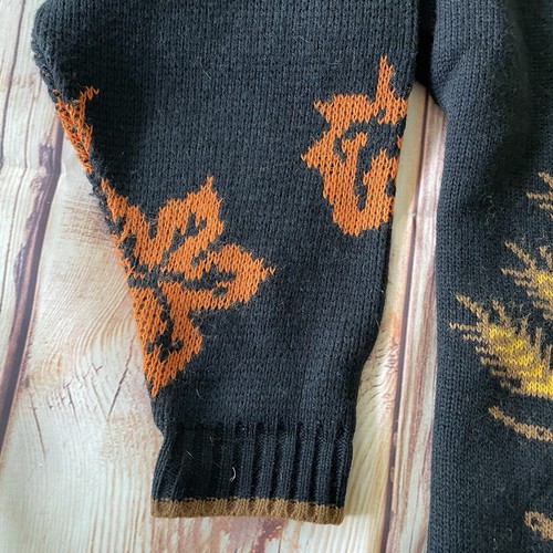 Maglione Halloween JJ Poole vintage anni 90 autunno Ringraziamento M nero cardigan zucche - Foto 6 di 14