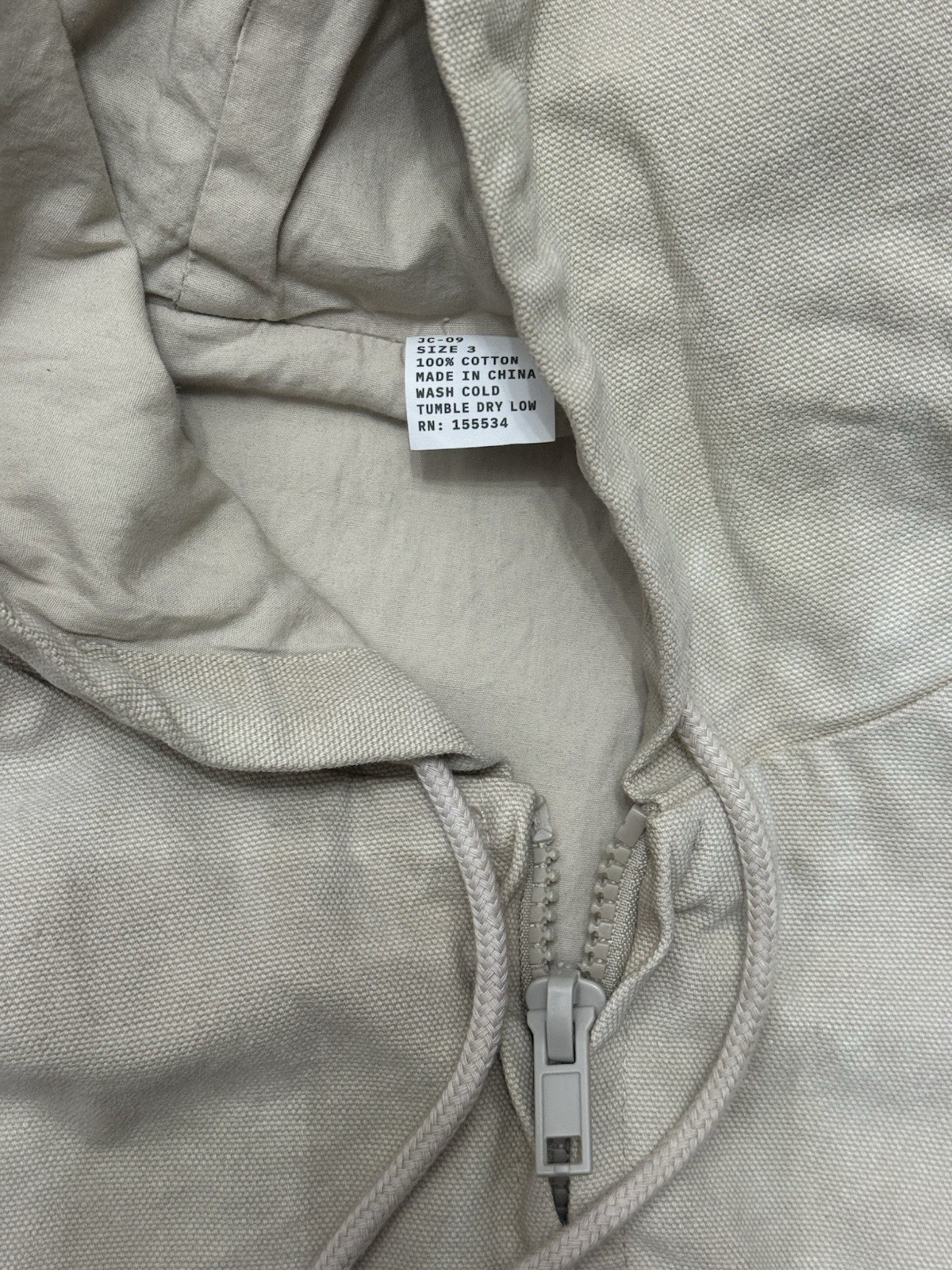 Yeezy Season 10 SZN X Beige JC-09 Canvas Hooded Zip Jacket size 3 (XL) - second product detail image
