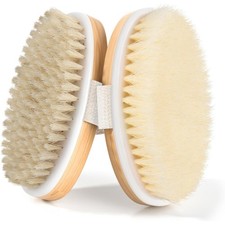 2 Pack Dry Brushing Body Brush with Soft Natural Bristles for Exfoliating and