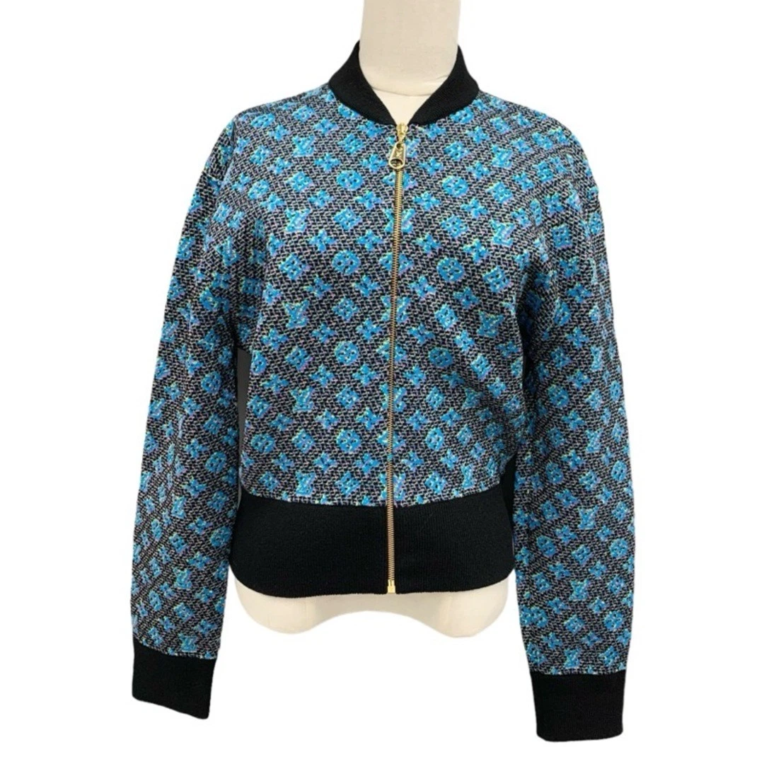 LOUIS VUITTON（LV） Louis Vuitton Giacca Esterna Blouson Monogram Zip Up Nero Blu Usato0