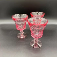 Vintage Water Goblet Glasses By Fostoria, Jamestown Pink - 5 7/8" Tall -Set of 3