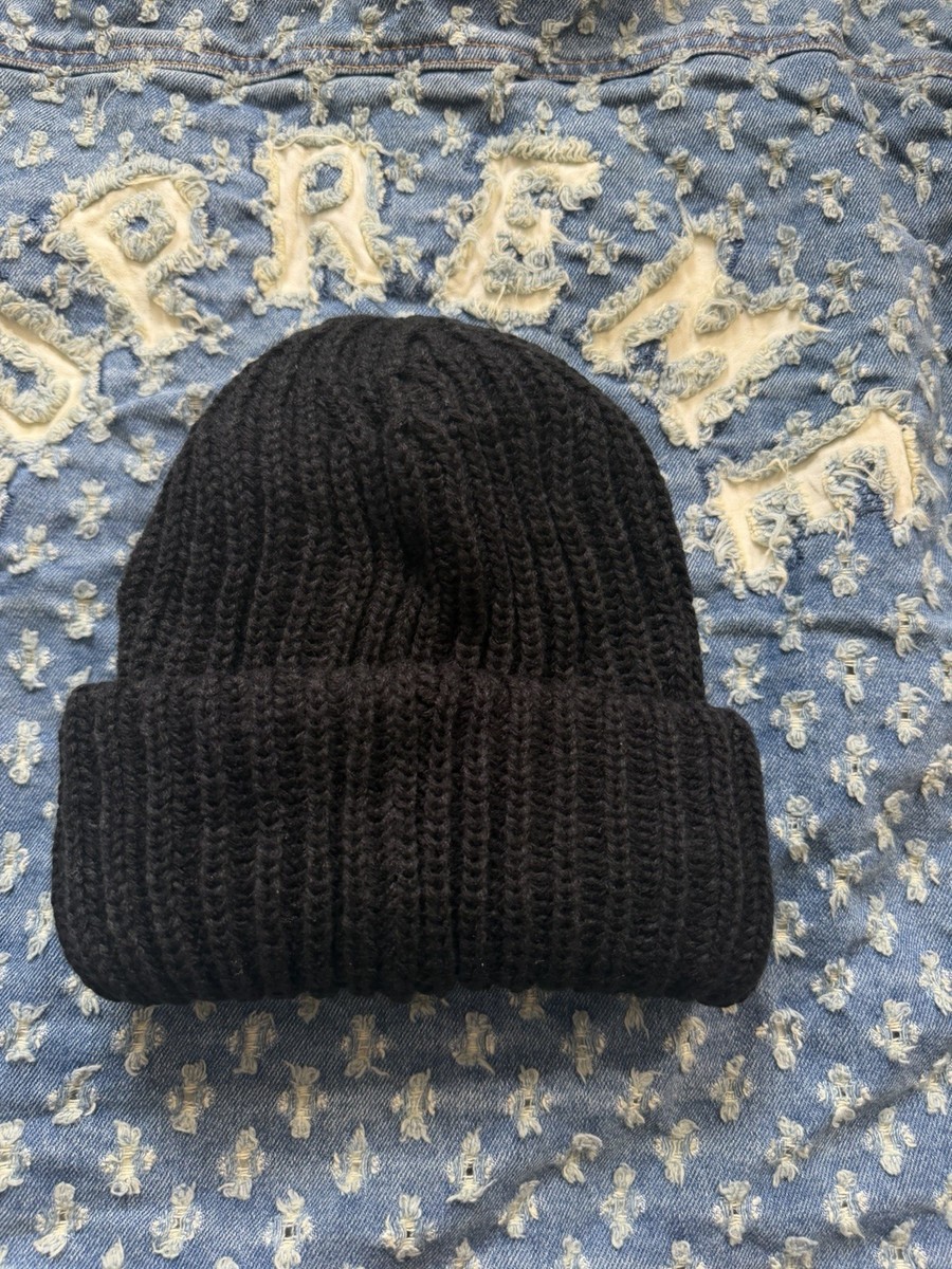 Supreme Classic Logo Chunky Ribbed Beanie FW24 Black Brand New | eBay