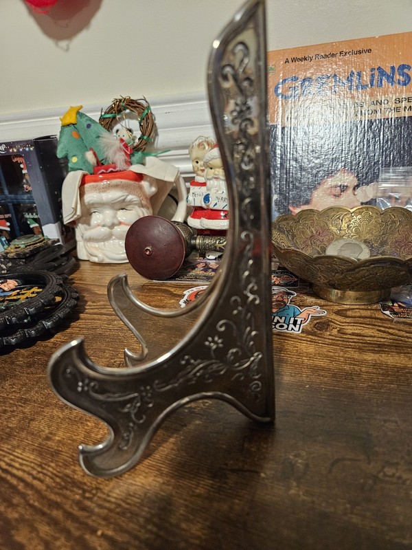 Vintage Silver-plate Plate Picture Folding Stand 7 Inches Tall