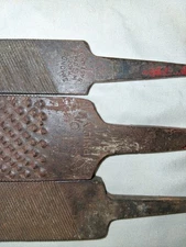 Antique Hand Tools Files rasp and 3 handles