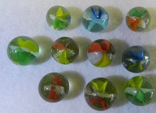 19733m Vintage Single Line Cross Through Cat's Eye Marbles .60 to .71 Inches