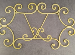 Yellow Metal Wall Plate Rack Scrollwork Cottage Décor 20” Wide