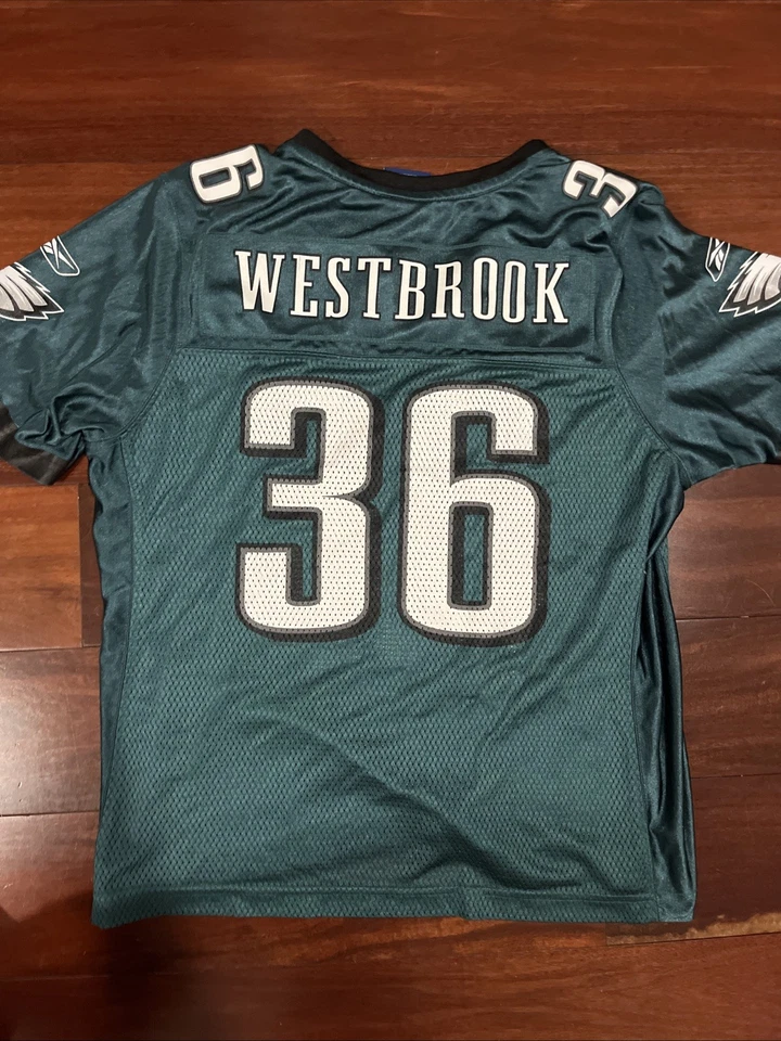 Футболка молодежная большая Philadelphia Eagles Westbrook No36 NFL Reebok зеленая - Изображение 3 из 4