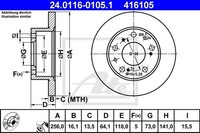 2 St. ATE Bremsscheibe 24.0116-0105.1