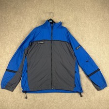 Vintage Columbia Nylon Windbreaker Jacket Men  s L Blue Gray Full Zip 90s Y2K