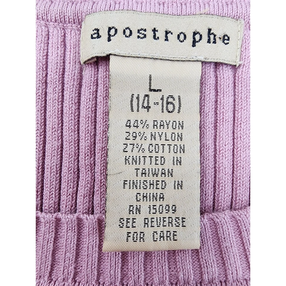 Винтажный 90-х апостроф без рукавов пуловер свитер размер L розовый эластичной ребро вязаный - Изображение 3 из 4
